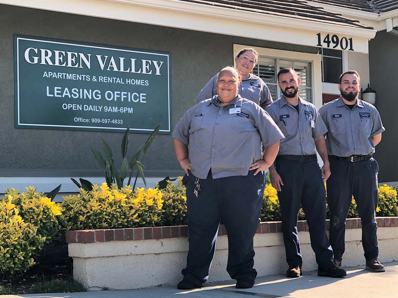 What is a grounds keeper - Green valley groundskeeper in front of leasing office