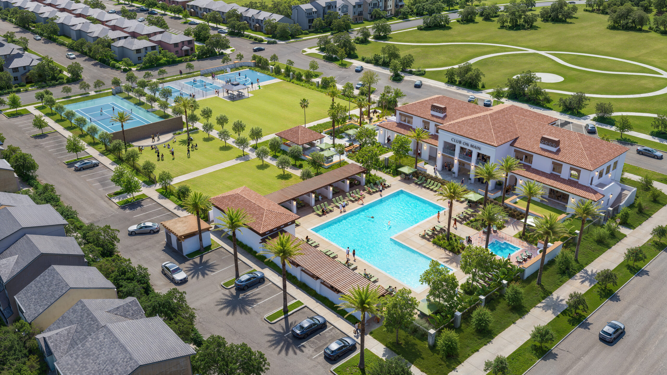 Club on Main Aerial Rendering
